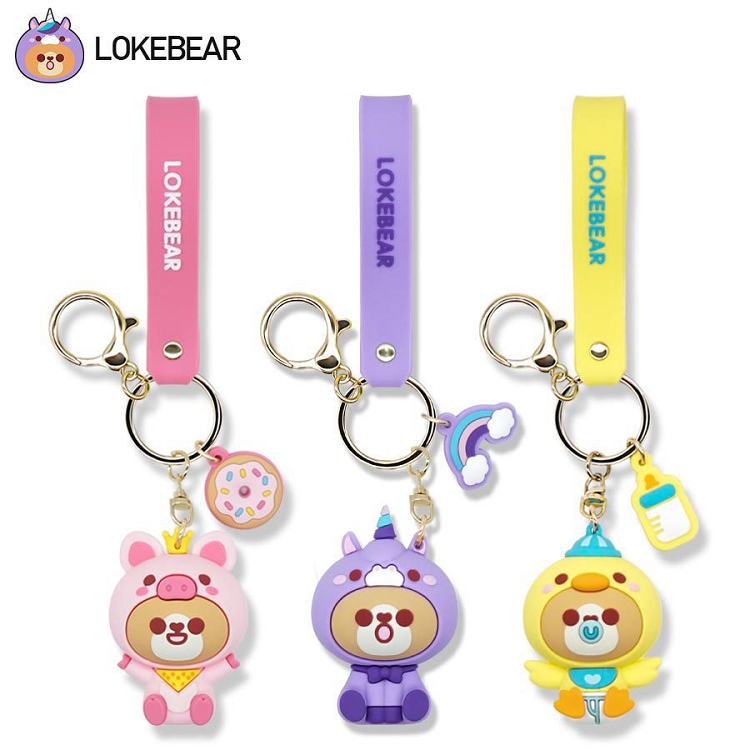 Authorized luo Ke bear key chain wholesale cartoon PVC soft plastic key chain gift creative car pendant